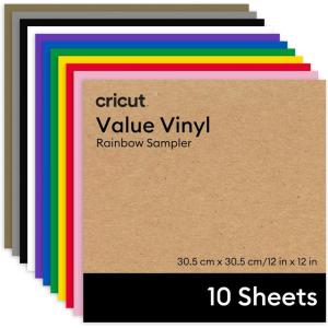 imageCricut Value Permanent Vinyl  50ft Rainbow Sampler 12in x 12in Sheets 50 Count10Pack
