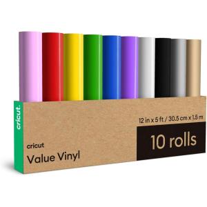 imageCricut Value Permanent Vinyl  50ft Rainbow Sampler 12in x 12in Sheets 50 Count10Roll Pack