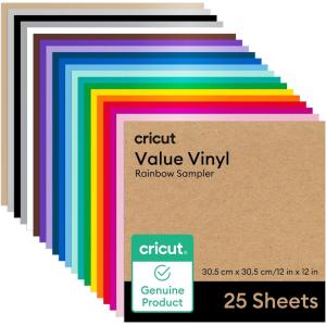 imageCricut Value Permanent Vinyl  50ft Rainbow Sampler 12in x 12in Sheets 50 Count25Pack