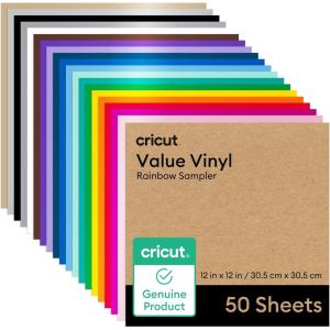 imageCricut Value Permanent Vinyl  50ft Rainbow Sampler 12in x 12in Sheets 50 Count50Pack