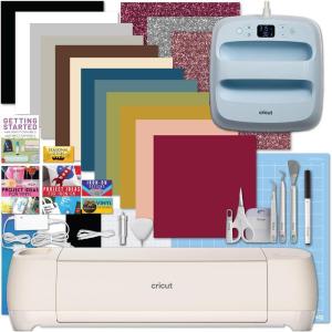 imageCricut Explore 4 with Easy Press 3 Machine and IronOn Combo Bundle  Craft Cutting Machine and Heat Press Combo Cricut Machine Kit for Beginners and Gifts DIY Apparel and Tote Bags HTV MaterialsHeat Press Sheet Combo