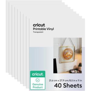 imageCricut Printable Vinyl 40 Transparent Sheets 85quot x 11quot  Compatible with Inkjet Printers  For Joy Xtra Explore ampamp Maker Machines40 Transparent Sheets