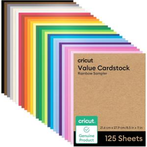 imageCricut Value Cardstock Paper Ocean Sampler  80 sheets 85quot x 11quot  Compatible with Joy Xtra Explore ampamp Maker Machines  Letter SizeRainbow