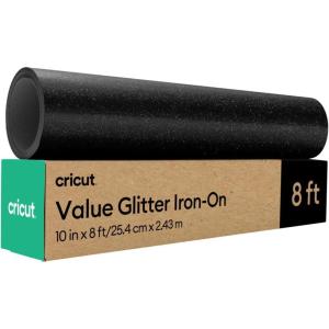 imageCricut Value Glitter Iron On Gold 10in x 8ft roll  HTV Heat Transfer VinylBlack