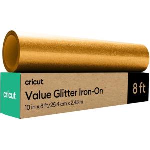 imageCricut Value Glitter Iron On Gold 10in x 8ft roll  HTV Heat Transfer VinylGold