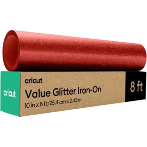 imageCricut Value Glitter Iron On Gold 10in x 8ft roll  HTV Heat Transfer VinylRed