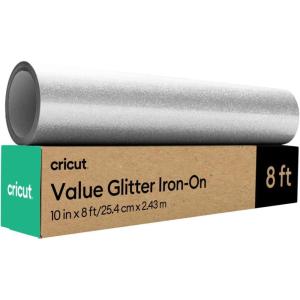 imageCricut Value Glitter Iron On Gold 10in x 8ft roll  HTV Heat Transfer VinylSilver