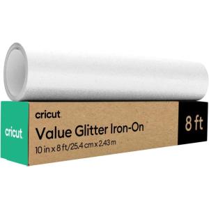 imageCricut Value Glitter Iron On Gold 10in x 8ft roll  HTV Heat Transfer VinylWhite