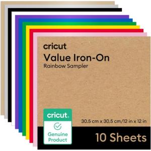 imageCricut Value IronOn Rainbow Sampler  12 in x 12 in 20 ct HTV Heat Transfer Vinyl10Pack