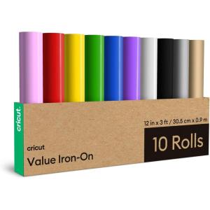 imageCricut Value IronOn Rainbow Sampler  12 in x 3 ft 10 ct HTV Heat Transfer VinylRainbow Sampler