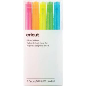 imageCricut Glitter Gel Pens Set of 5 Add Sparkly Glow to Cards Paper Decor and More for Use with Cricut Maker and Explore Cutting Machines Medium Point 08mm NeonNeon