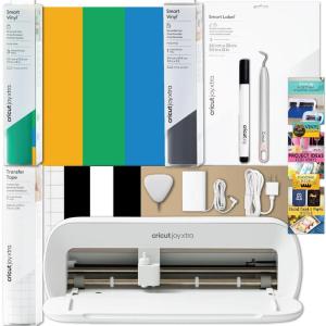 imageCricut Joy Xtra and EasyPress Mini with IronOn Vinyl Sampler Pack and Tool Kit Bundle  Cutting Machine with Small Heat Press and HTV Accessories Cricut Beginner Kit with Everything to Get StartedBeginner Vinyl and Labels
