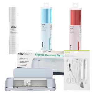 imageCricut Maker 3 ampamp Digital Content Library 30 Images  Smart Vinyl Bundle Includes 5Piece Tool Set Transfer Tape Smart Removable Vinyl Red ampamp Smart Permanent Shimmer Vinyl BlueSmart Vinyl Bundle